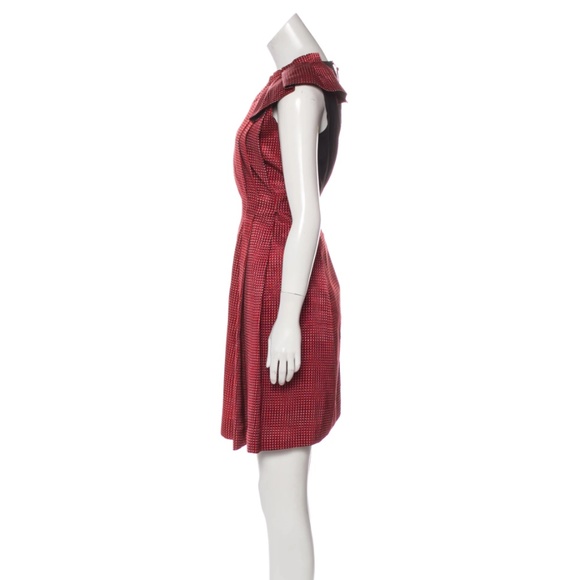 MaxMara SportMax Sleeveless A-Line Pleat Dress Red Black Size: US6, IT42 - Picture 2 of 5
